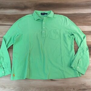 Polo Ralph Lauren Shirt Mens XXL Green Featherweight Mesh Long Sleeve